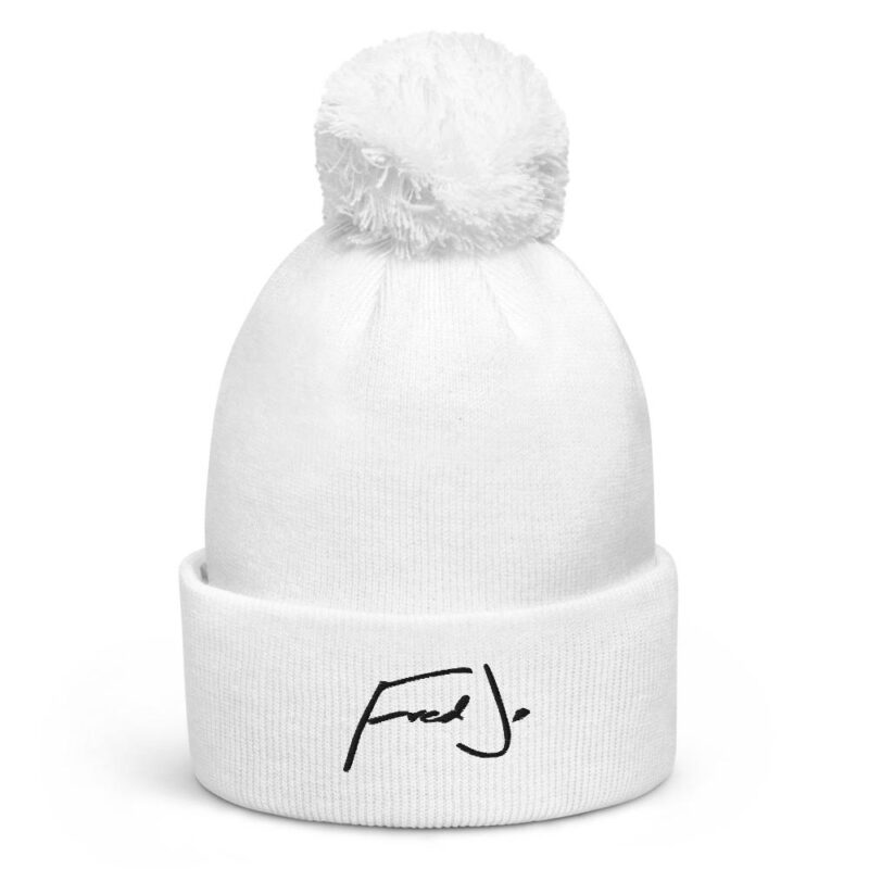 Fred Jo White Pom pom beanie